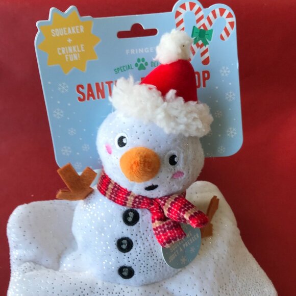 Fringe Snowman  Winter Christmas Plush Squeaky Crinkle  Toy - Picture 3 of 4